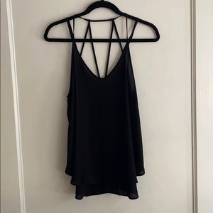 Lush black strappy flowy tank top